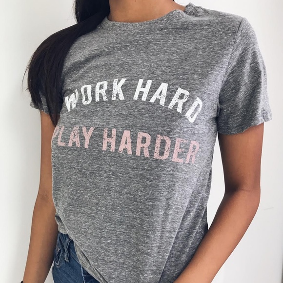 🆕 Work Hard Play Harder Graphic Tee - Picture 2 of 3